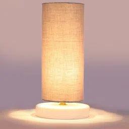 Devansh Grey Cylindrical Wooden Table Lamp image 3