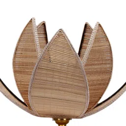 Devansh Beige & White Textured Bamboo Table Lamp With Wood Base image 4