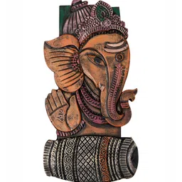 Unravel India Orange & Green 2 Piece Wood Religious Wall Art image 3