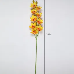 casacraft from pepperfry Yellow Polyurethane Beautiful Artificial Cymbidium Orchid Flowers Set of 2 image 3