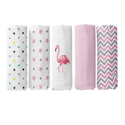 haus & kinder Infants Pack Of 5 White Printed Cotton Muslin Swaddle image 1