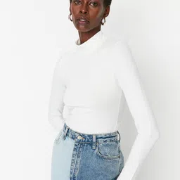 Trendyol Self-Design High-Neck Bodysuit image 3