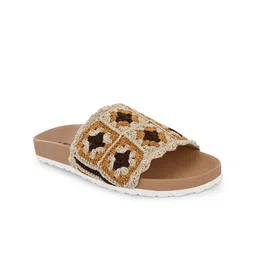 BRISKERS Crochet Embroidered Open Toe Flats image 2