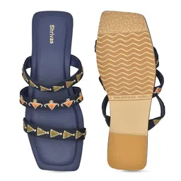 SHRIVAS BY ARCHITA MEHTA Embellished Suede Ethnic Open Toe Flats image 3