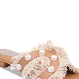 THE WHITE POLE  Embellished Open Toe Flats image 5
