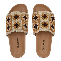 BRISKERS Crochet Embroidered Open Toe Flats image 4