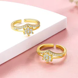 Peora Gold-Plated CZ-Studded Toe Rings image 1