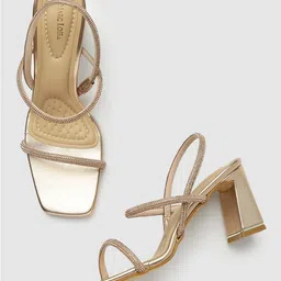 Marc Loire Gold-Toned PU Party Block Peep Toes-image-44
