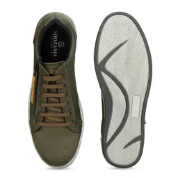 SHOZANIA Men Textured Leather Lightweight Sneakers image 4