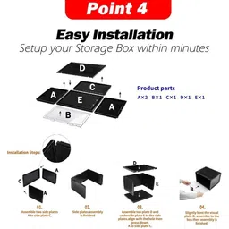 Sasimo Set of 3 Black Solid Plastic Shoe Organizers image 5