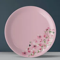 nestroots Pink & White Victorian Ditsy Floral Printed Ceramic Wall Plate image 1
