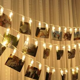 SPARK WORLD Gold Toned Photo Clip Shaped String Lights-picture-1