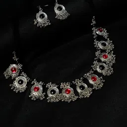 Oxidized Heaven Silver-Plated Necklace & Earrings-picture-40