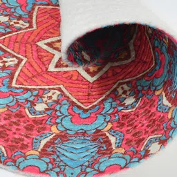 HOMADORN Red & Blue Ethnic Motifs Round Table Placemats image 4