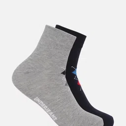 underjeans by spykar Underjeans Men Pack of 2 Assorted Ankle Length Non terry Socks image 1