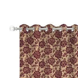 Parda Sansar Beige & Brown 2 Pieces Ethnic Motifs Room Darkening Window Curtain image 2