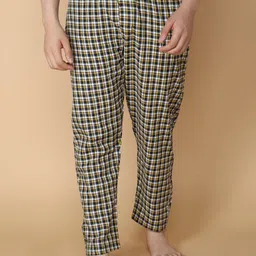 LUX VENUS Men Pack Of 2 Assorted Mid-Rise Relaxed Checks Pure Cotton Lounge Pants image 2