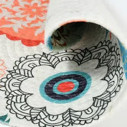 HOMADORN Red & White 2 Pieces Ethnic Motifs Round Table Placemats image 4