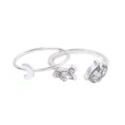 Accessorize Set Of 2 Crystals Studded & Moon Finger Rings image 4