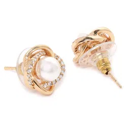 Zaveri Pearls Gold-Toned & White Circular Studs Earrings Set of 2 image 3