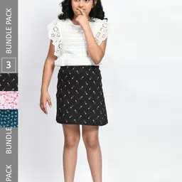 BAESD Girls Pack Of 3 Mini A-Line Pure Cotton Skirts-picture-36