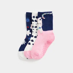 mothercare Girls Pack of 3 Patterned Pure Cotton Ankle-LengthSocks-image-66