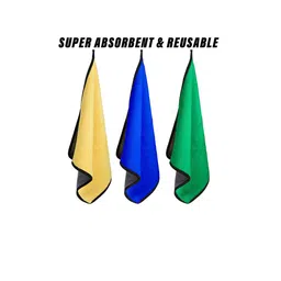 Kuber Industries Yellow & Blue 3 Pieces Microfiber Kitchen Towels With Hanging Loop image 3