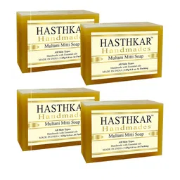 Hasthkar Set of 4 Multani Mitti Handmade Soaps for All Skin Types - 125 g Each-picture-4