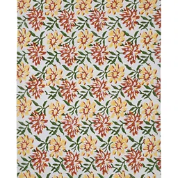 ratan cart TARAN LIVING Yellow & Red 4 Pieces Floral Printed Rectangle Cotton Table Placemats image 3