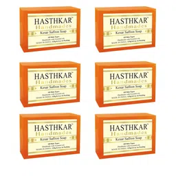 Hasthkar Handmades Set of 6 Kesar Saffron Soaps with Coconut Oil & Glycerin - 125g each-picture-4