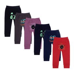 Superminis Kids Pack Of 6 Printed Cotton Mid-Rise Lounge Pants-picture-27