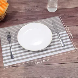 UniKart Brown & White 8 Pieces Striped Anti-Slip Table Placemats image 5