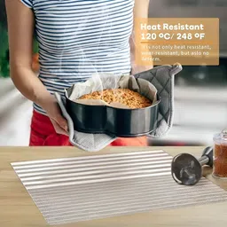 UniKart Brown & White 8 Pieces Striped Anti-Slip Table Placemats image 3