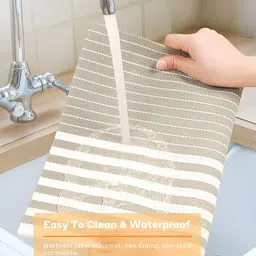 UniKart Brown & White 8 Pieces Striped Anti-Slip Table Placemats image 4