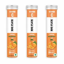Bigflex Vitamin-C 1000mg Natural Amla Extract + 10mg Zinc | Antioxidants Support | Natural Immunity Booster | Skin Care | Zero Sugar - Pack of 3-picture-20