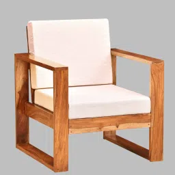 woodsworth from pepperfry Avian Sheesham Wood 1 Seater Sofa In Rustic Teak Finish image 4