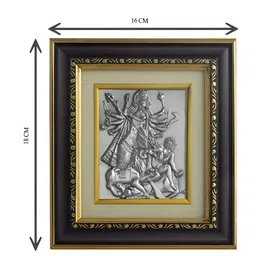 Pray Everyday Black & Silver Plated Mahishasur Mardini Rectangle Wall Photo Frame image 4