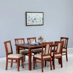woodsworth from pepperfry Chetas Sheesham 6 Seater Dining Sets In Honey Oak Finish image 1