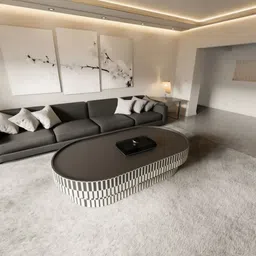 casagold Inlay Noir Striped Oval Coffee Table image 3