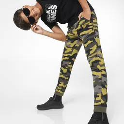 Jack & Jones Junior Boys Yellow & Grey Printed Camouflage Cotton Jogger image 2