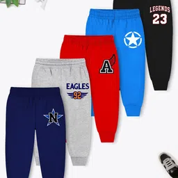 YK X Trampoline Kids Pack Of 5 Printed Cotton Mid Rise Joggers-picture-18