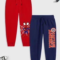 YK Marvel Boys Pack Of 2 Red & Blue Superhero Printed Joggers-image-52