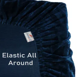 fabinaliv Navy Blue Abstract 300 TC Woollen Fitted Double Bedsheet with 2 Pillow Covers image 5