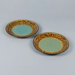 Handcrafted Circular Ceramic Plates - Set of 2 by Miah Decor image 2