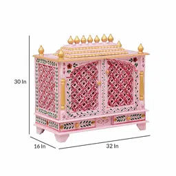 d'dass Pink Sheesham & MDF Floor Rested Mandir With Door image 5