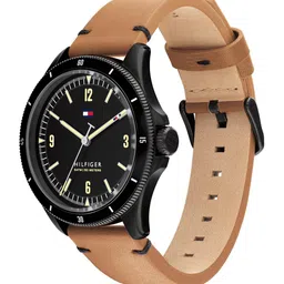 Tommy Hilfiger Men Black Dial & Brown Leather Straps Analogue Watch TH1791906 image 3