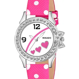 Mikado Women White Brass Printed Dial & Pink Leather Straps Analogue Watch-picture-12