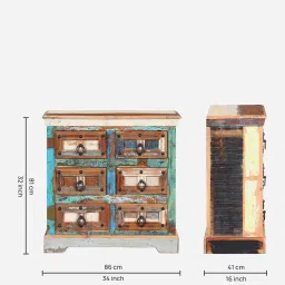 bohemiana from pepperfry Azealia Reclaimed Wood Chest Of Drawers In Distress Finish image 2