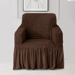 cortina Brown Polyester Stretchable 1 Seater Sofa Cover-picture-15