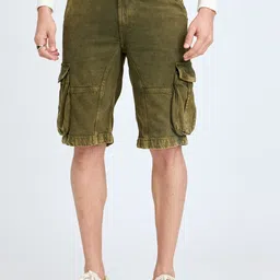 FREAKINS Men Washed High-Rise Pure Cotton Cargo Shorts-picture-39